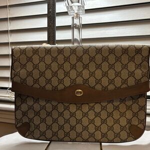 Gucci Beige and Brown Monogram Clutch Accessory Collection